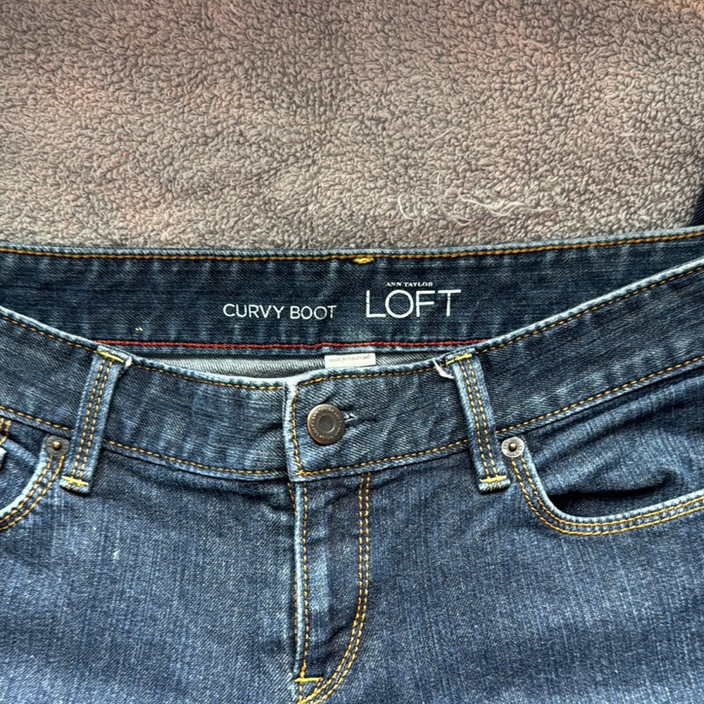 LOFT Dark Wash Curvy Bootcut Jeans